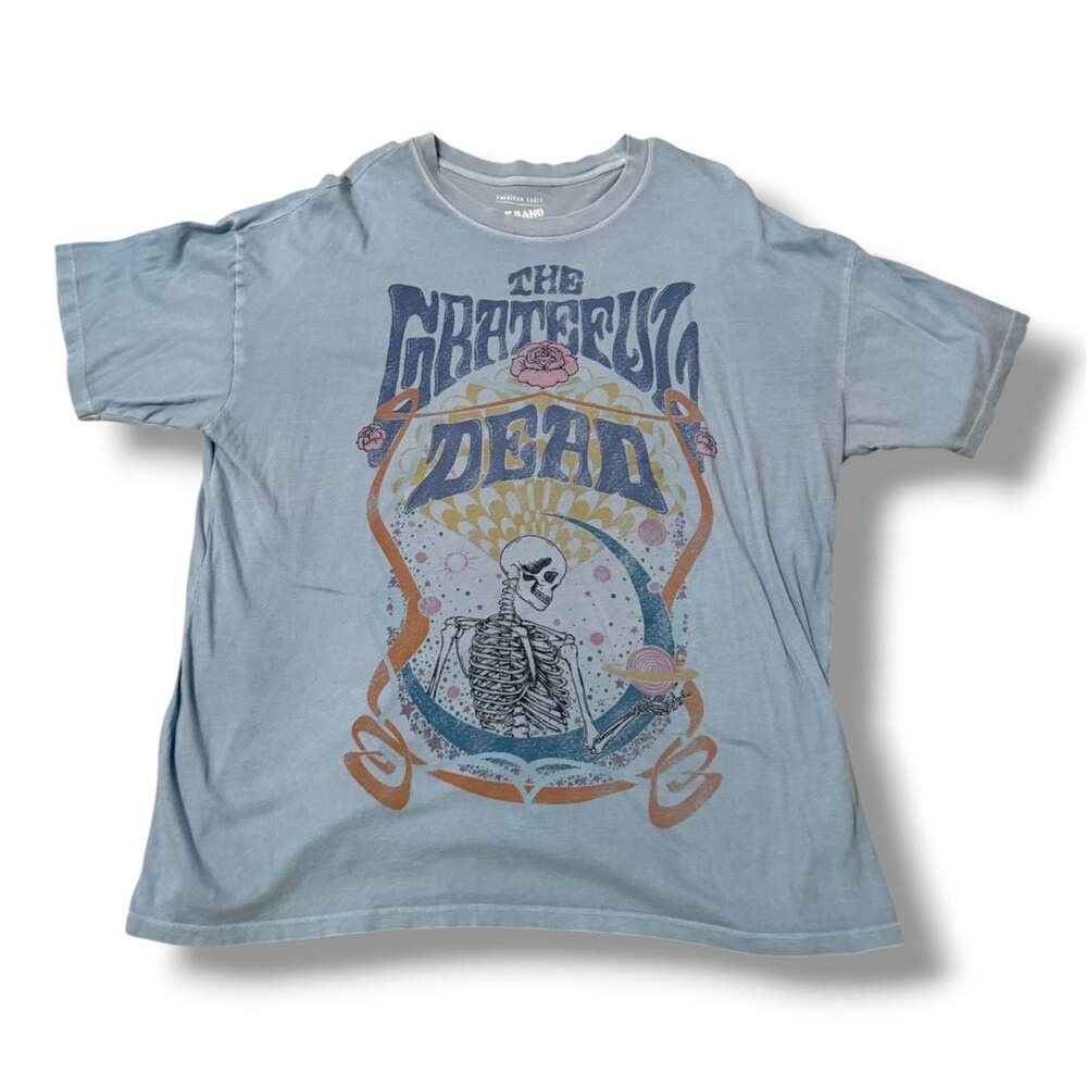American Eagle AE Grateful Dead Band Tee Light Blue Graphic T-Shirt